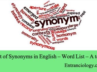 List of Synonyms in English – Word List – A to C entranciology